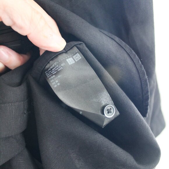 Uniqlo Collarless Button Down Long Sleeve Linen Top - Size Large - Picture 3 of 8